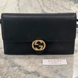 Gucci black leather crossbody